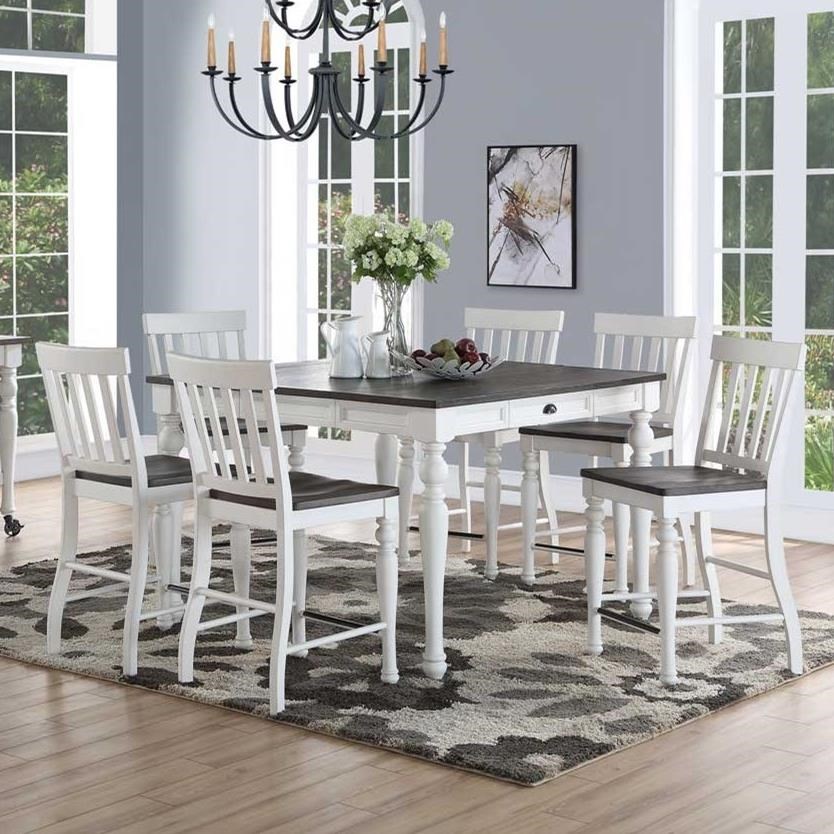 Steve Silver Joanna JA5454PTNx1+JA700CCNx6 Counter Height Dining Set